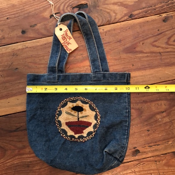 Hand made punch needle denim tote - Picture 6 of 6